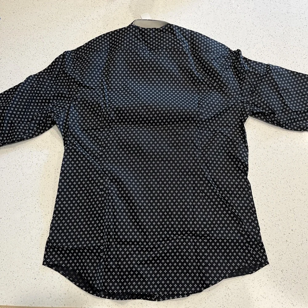 NWT - Banana Republic Men's Black Tailored Slim Fit AOP Dress Shirt Sz XL